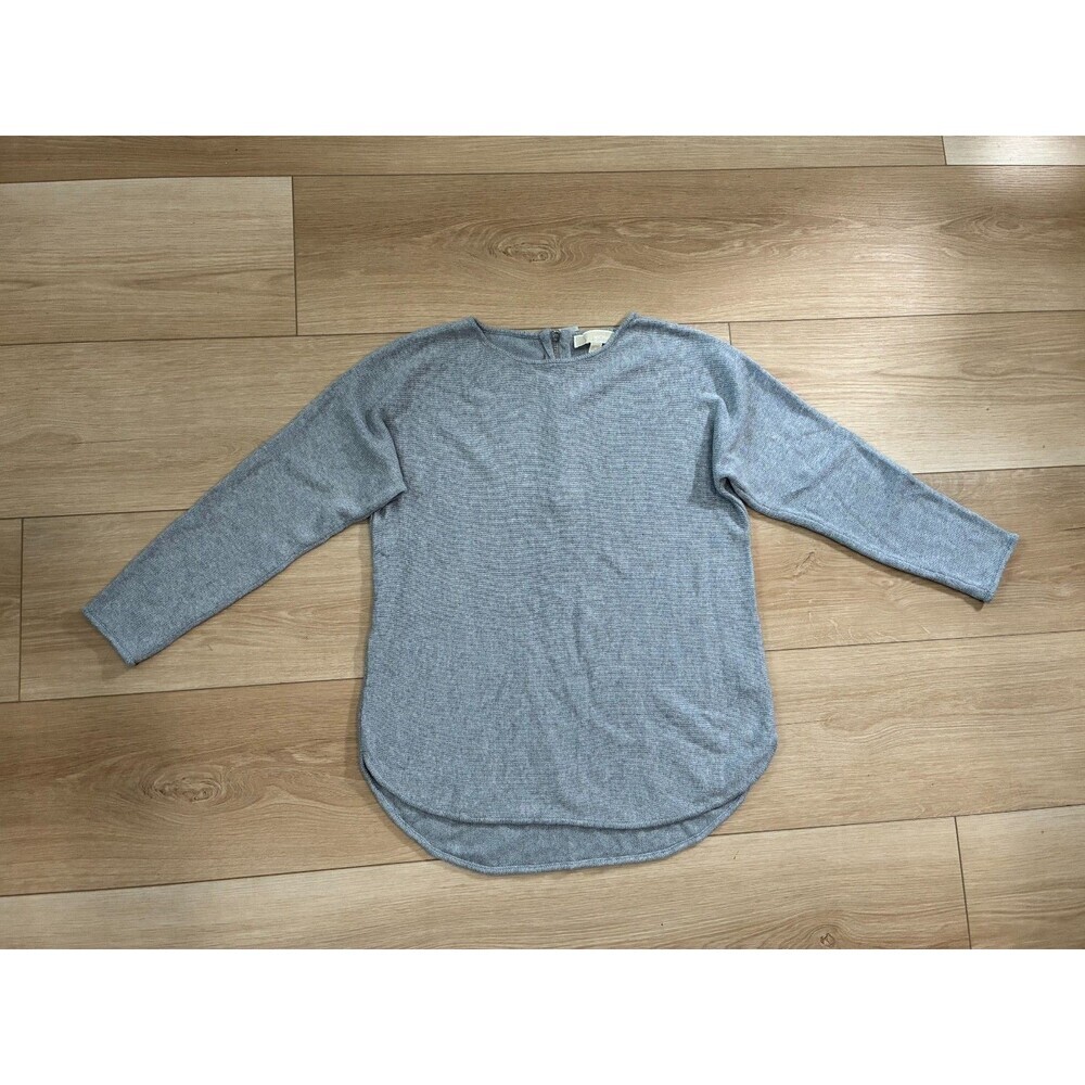 Michael Kors Women's Sweater Gray Ribbed Knit Size M Zip Back Tunic Top